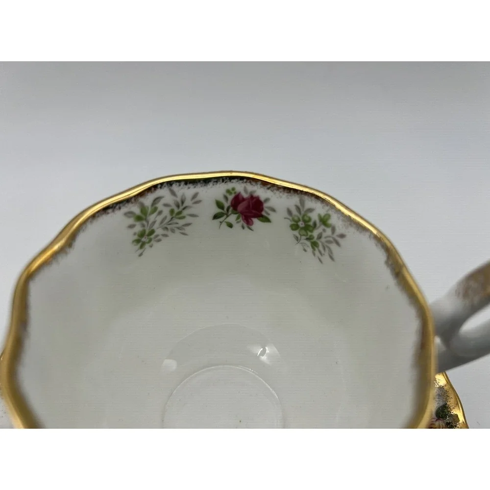 Vintage Rosina Teacup & Saucer Fine Bone China England Yellow Pink Roses